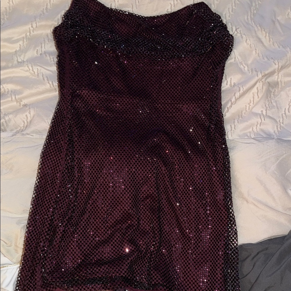 Zara Strapless Burgundy Sequin Dress